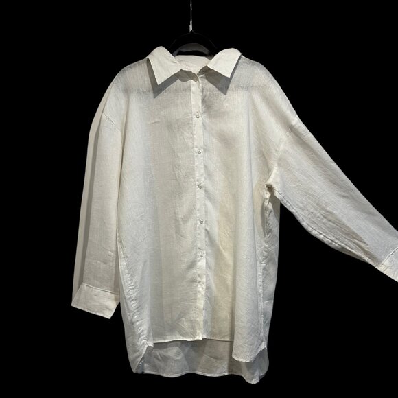 H&M White Linen Long Sleeve XL - Picture 1 of 4